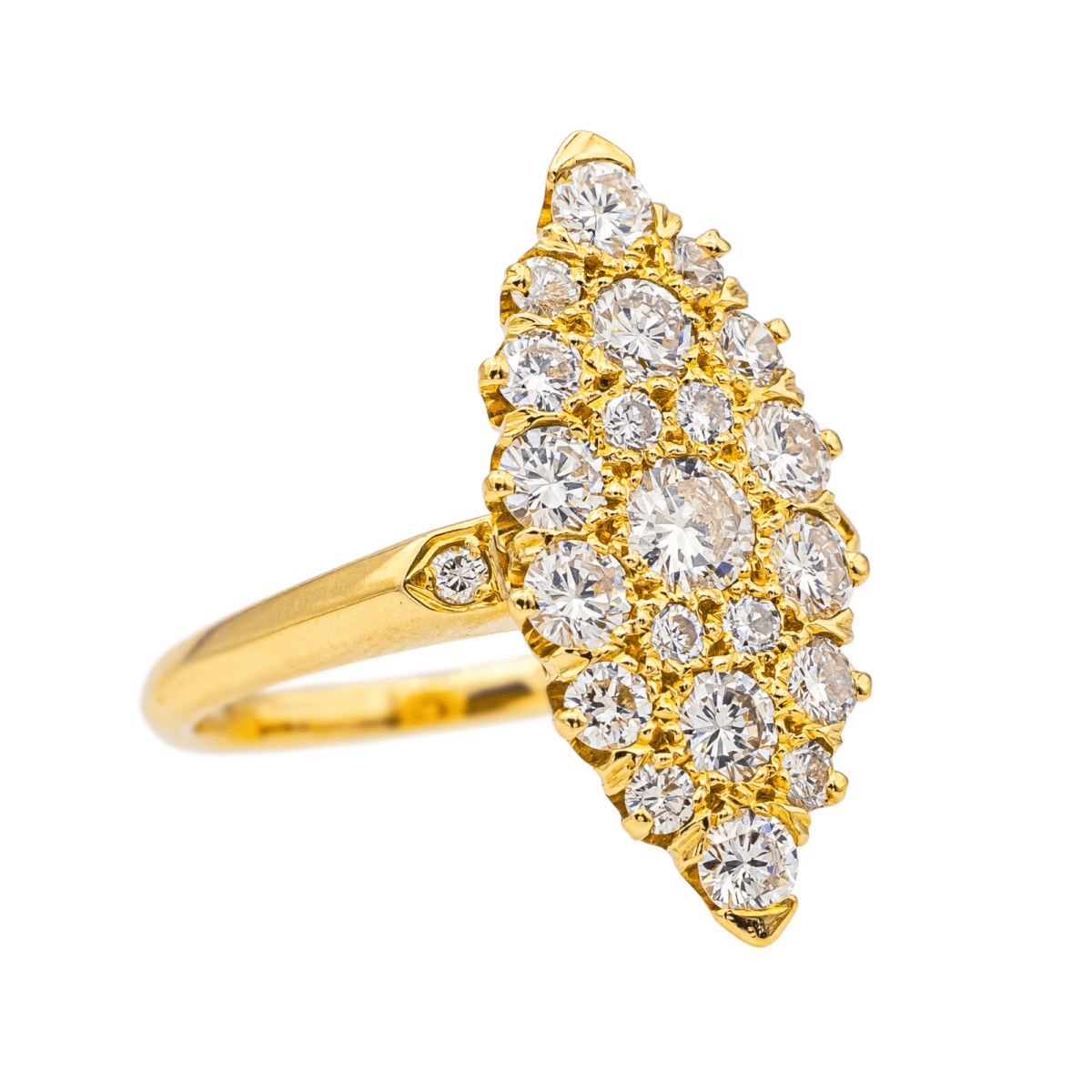 Bague Marquise en or jaune et diamant - Castafiore