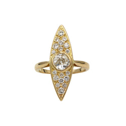 Bague Marquise en or jaune et diamants - Castafiore