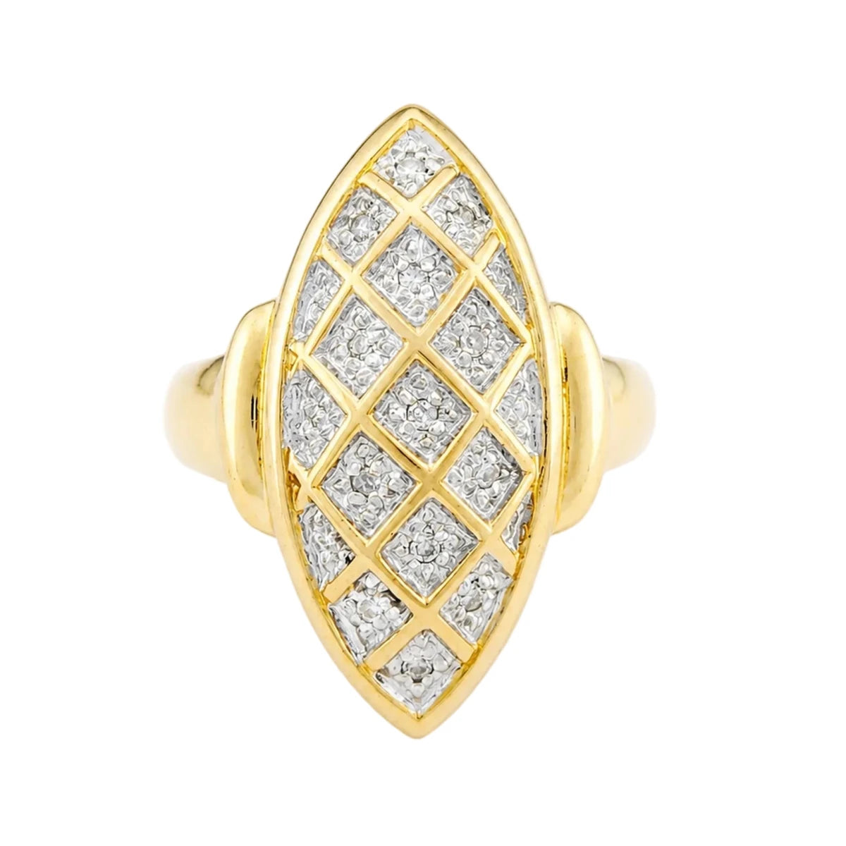 Bague Marquise en or jaune et diamants - Castafiore