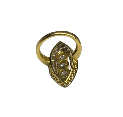 Bague Marquise en or jaune et diamants - Castafiore