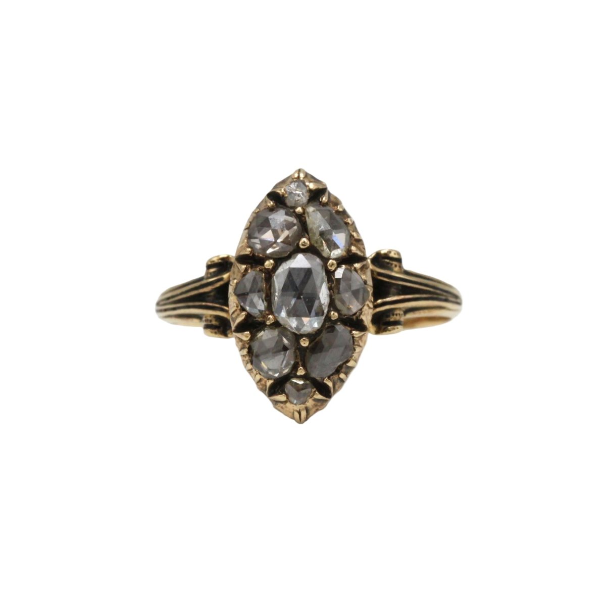 Bague Marquise en or jaune et diamants - Castafiore