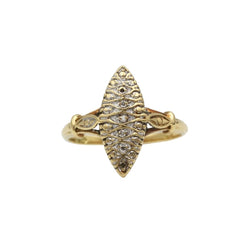 Bague Marquise en or jaune et diamants - Castafiore