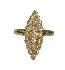 Bague Marquise en or jaune et diamants - Castafiore