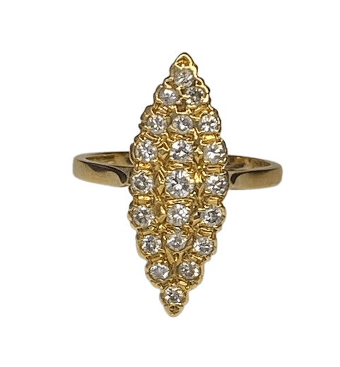 Bague Marquise en or jaune et diamants - Castafiore
