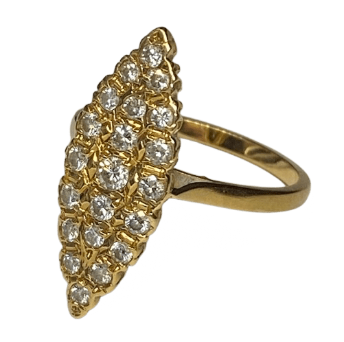 Bague Marquise en or jaune et diamants - Castafiore