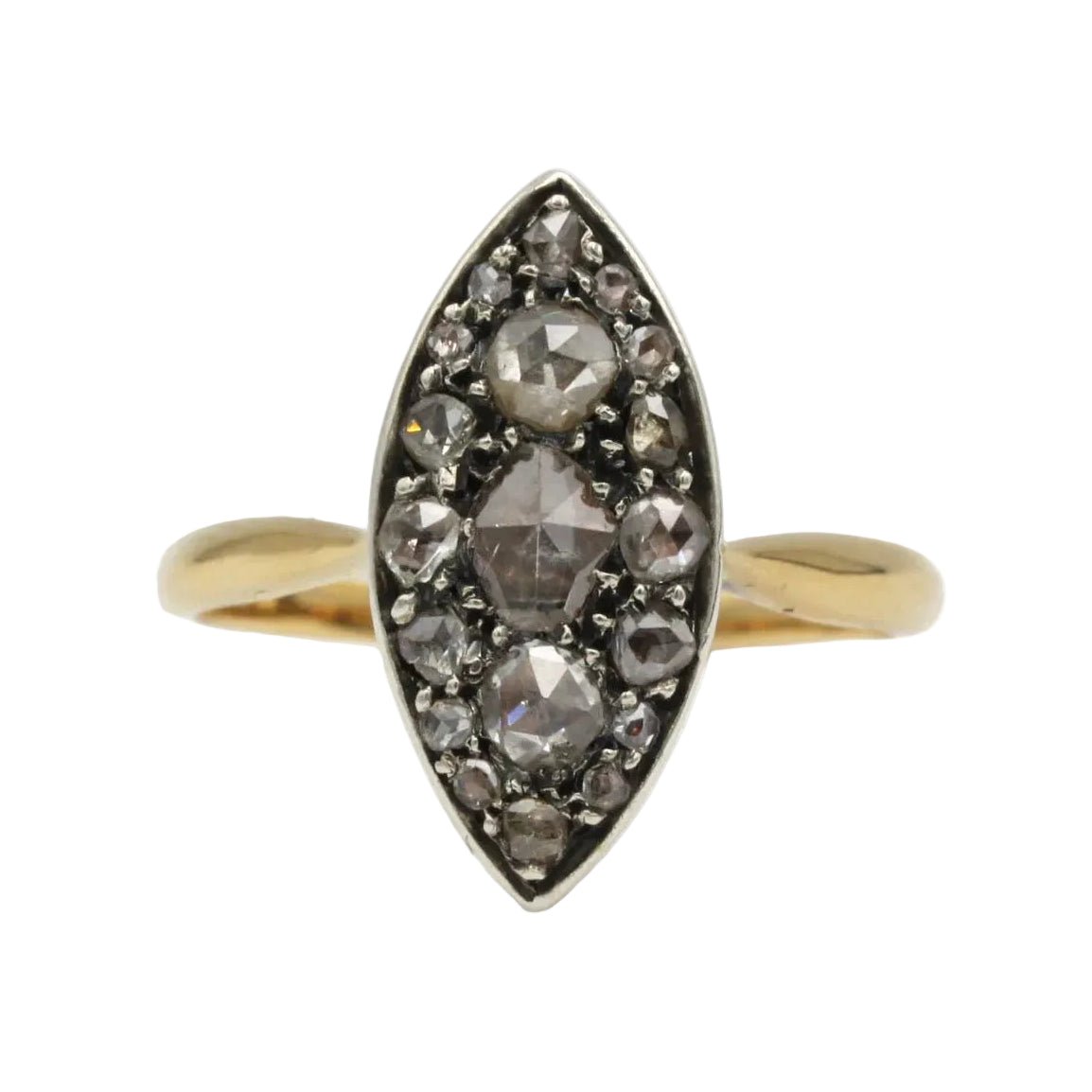 Bague Marquise en or jaune et diamants - Castafiore