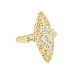 Bague Marquise en or jaune et diamants - Castafiore