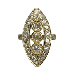 Bague Marquise en or jaune et diamants - Castafiore