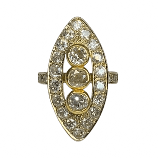 Bague Marquise en or jaune et diamants - Castafiore