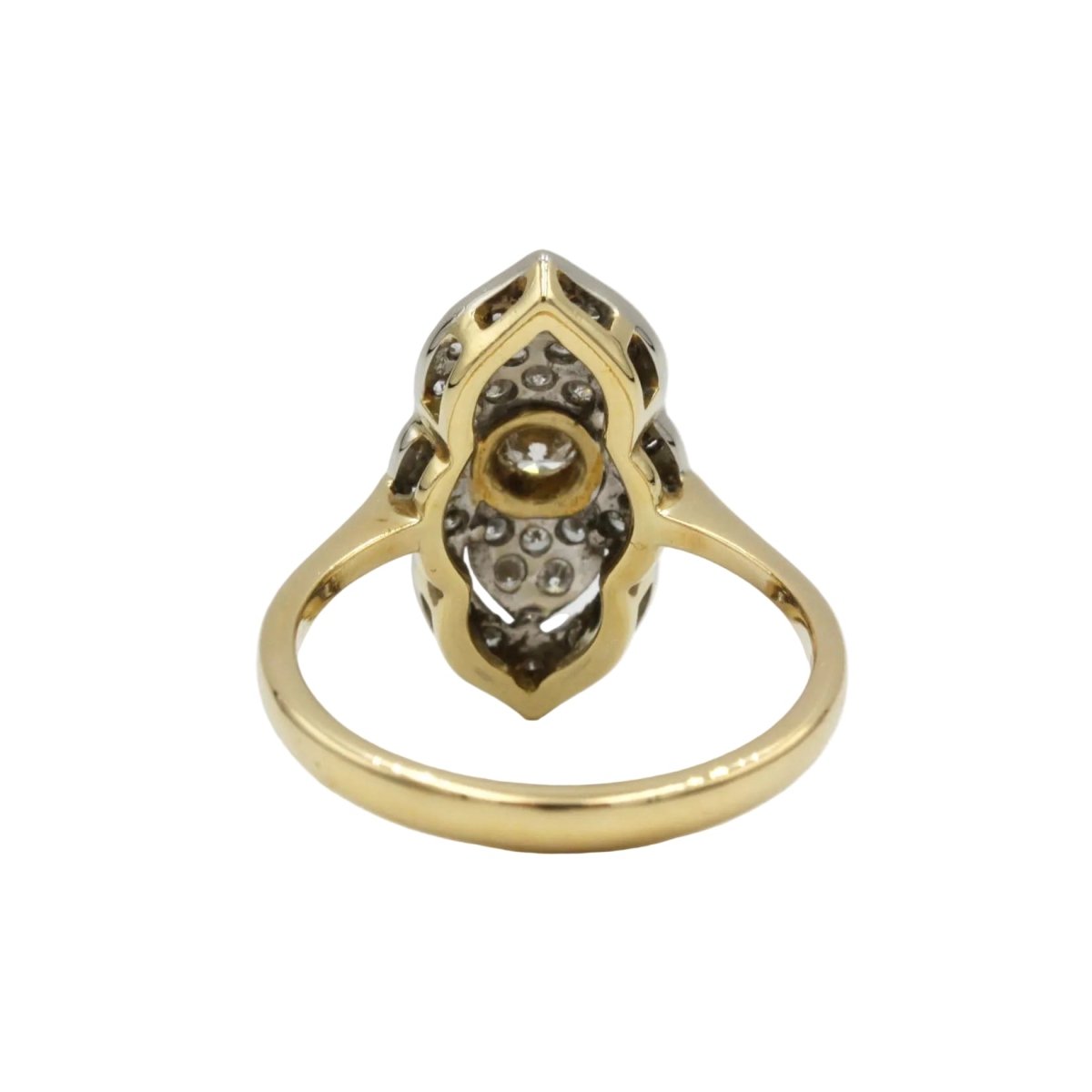 Bague Marquise en or jaune et diamants - Castafiore