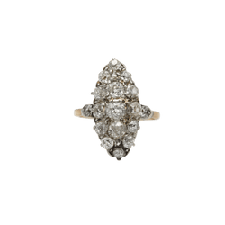 Bague Marquise en or jaune et diamants - Castafiore