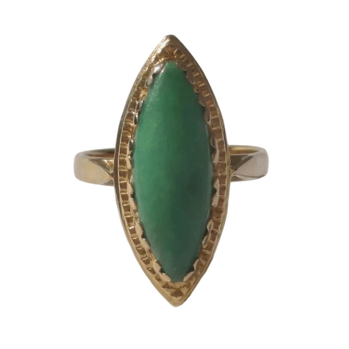 Bague Marquise en or jaune et jade - Castafiore