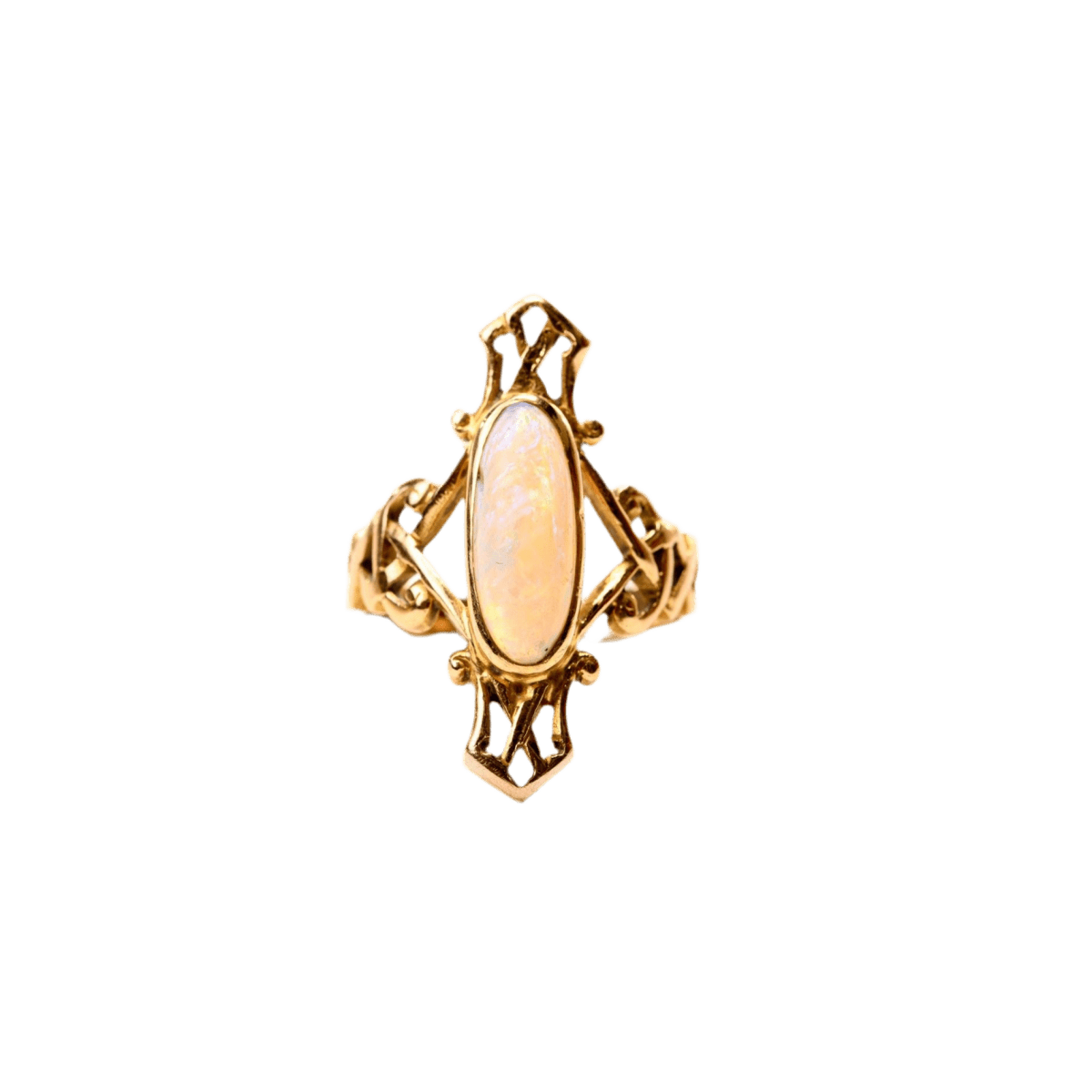 Bague Marquise en or jaune et opale - Castafiore