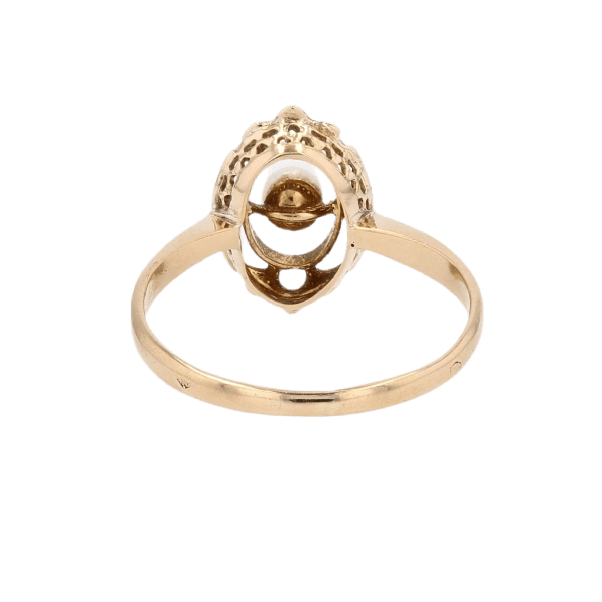 Bague Marquise en or jaune et perle - Castafiore