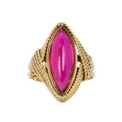 Bague Marquise en or jaune et rubis - Castafiore