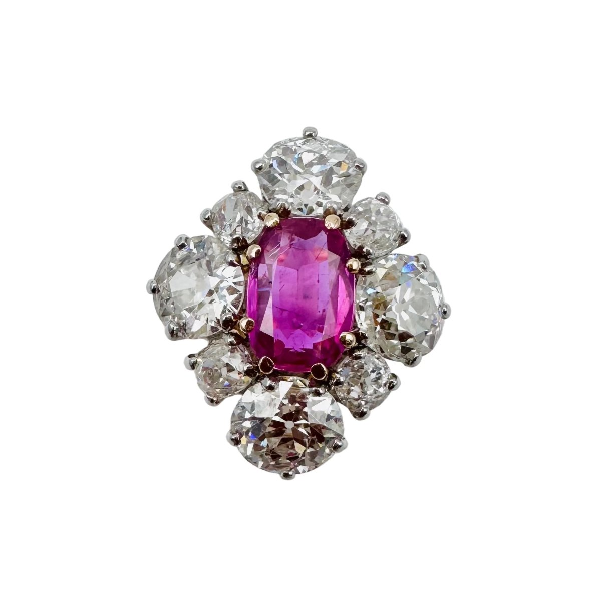 Bague Marquise en or jaune et saphir rose - Castafiore