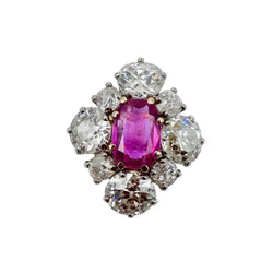 Bague Marquise en or jaune et saphir rose - Castafiore