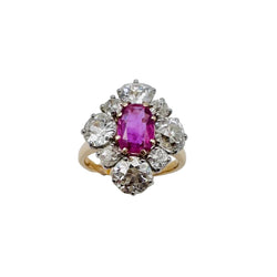 Bague Marquise en or jaune et saphir rose - Castafiore