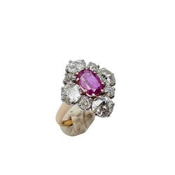 Bague Marquise en or jaune et saphir rose - Castafiore