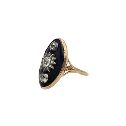 Bague Marquise en or jaune, laque et diamants - Castafiore