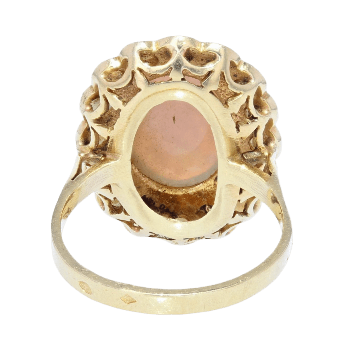 Bague Marquise en or jaune, opale et perles - Castafiore