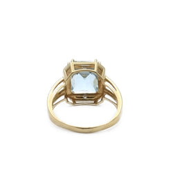 Bague Marquise en or jaune, or blanc, aigue - marine et diamants - Castafiore