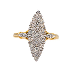 Bague Marquise en or jaune, or blanc et diamants - Castafiore