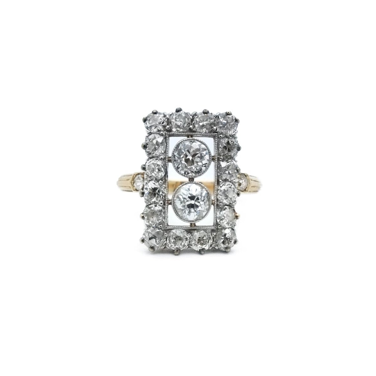 Bague Marquise en or jaune, or blanc et diamants - Castafiore