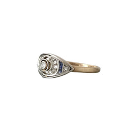 Bague Marquise en or jaune, platine et diamants - Castafiore