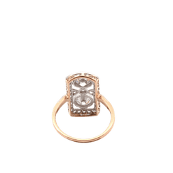 Bague Marquise en or jaune, platine et diamants - Castafiore