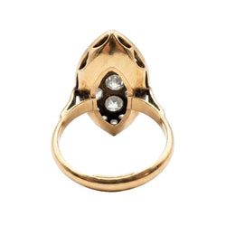Bague Marquise en or jaune, platine et diamants - Castafiore