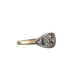 Bague Marquise en or jaune, platine et diamants - Castafiore