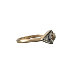 Bague Marquise en or jaune, platine et diamants - Castafiore