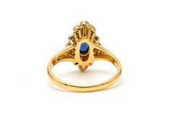 Bague Marquise en or jaune, saphir et diamants - Castafiore