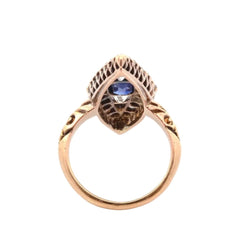 Ring antique marquise sapphire and diamonds