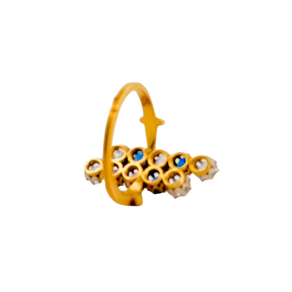 Bague Marquise en or jaune saphir et diamants - Castafiore