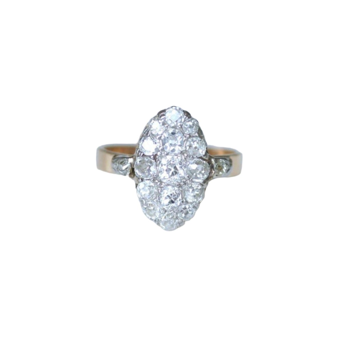 Bague Marquise en or rose et diamants - Castafiore