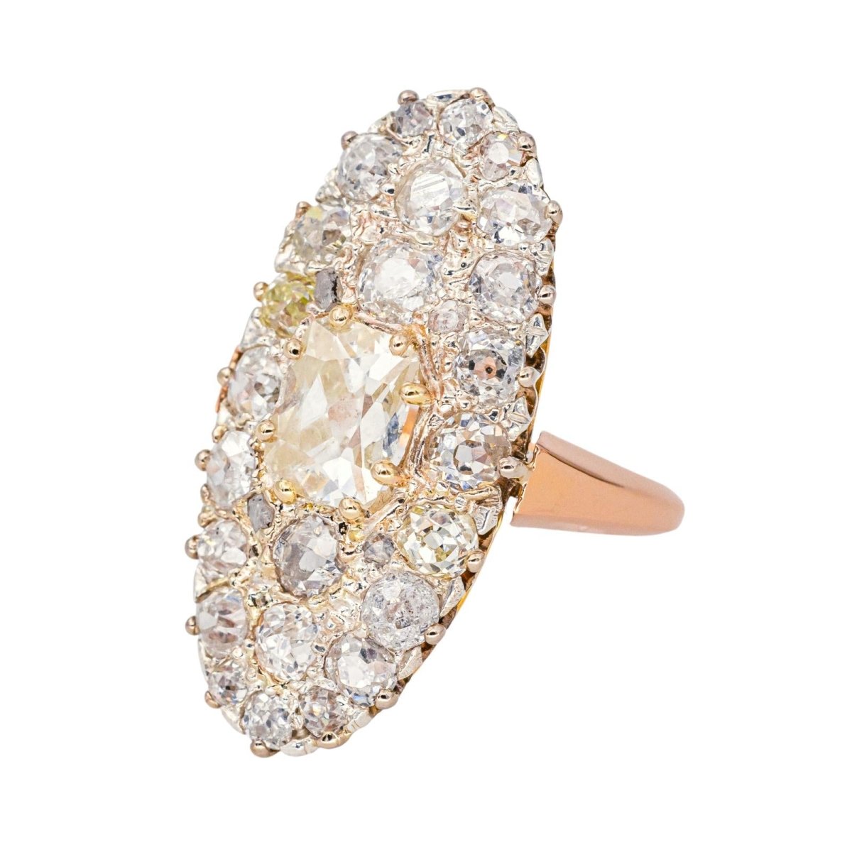 Bague Marquise en or rose et diamants - Castafiore