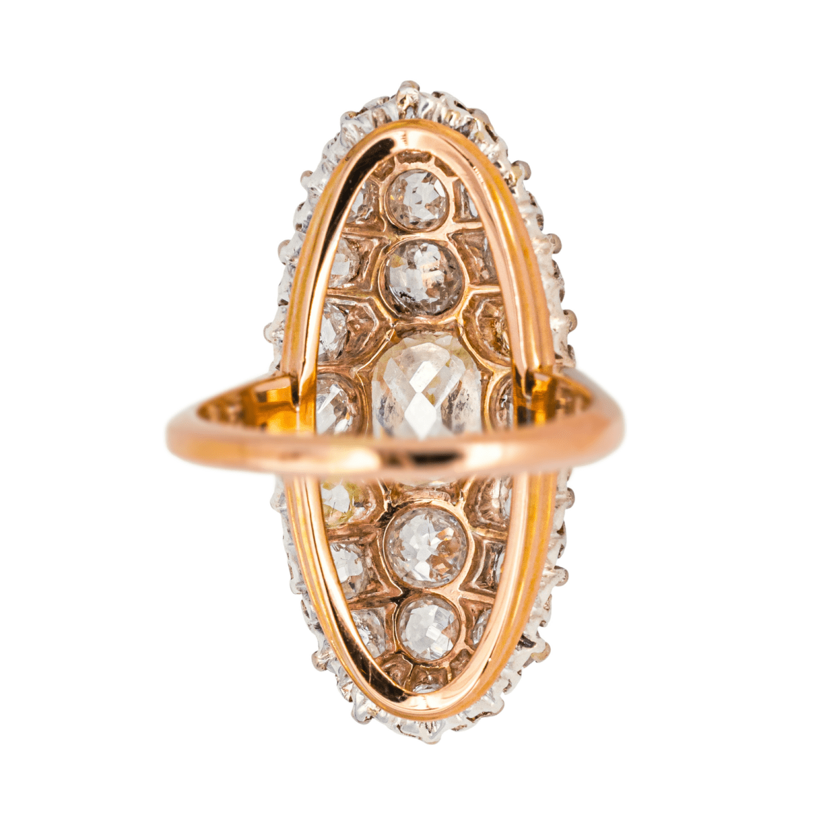 Bague Marquise en or rose et diamants - Castafiore