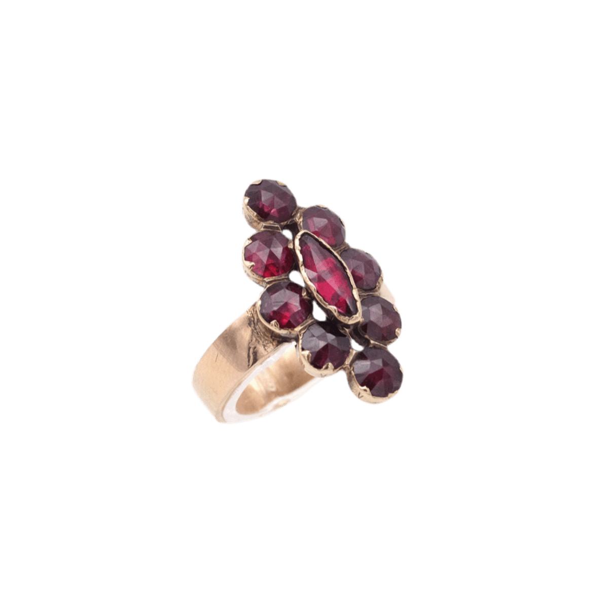 Bague Marquise en or rose et grenats - Castafiore