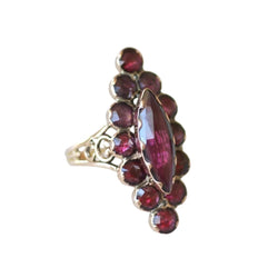 Bague Marquise en or rose et grenats - Castafiore