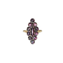 Bague Marquise en or rose et grenats - Castafiore