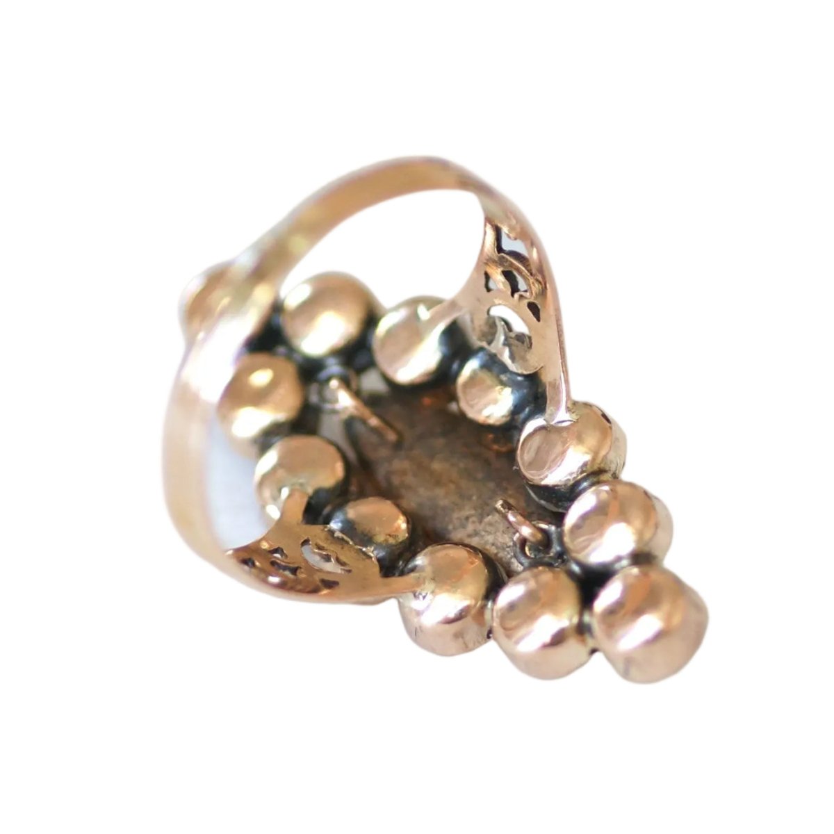 Bague Marquise en or rose et grenats - Castafiore