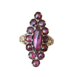 Bague Marquise en or rose et grenats - Castafiore