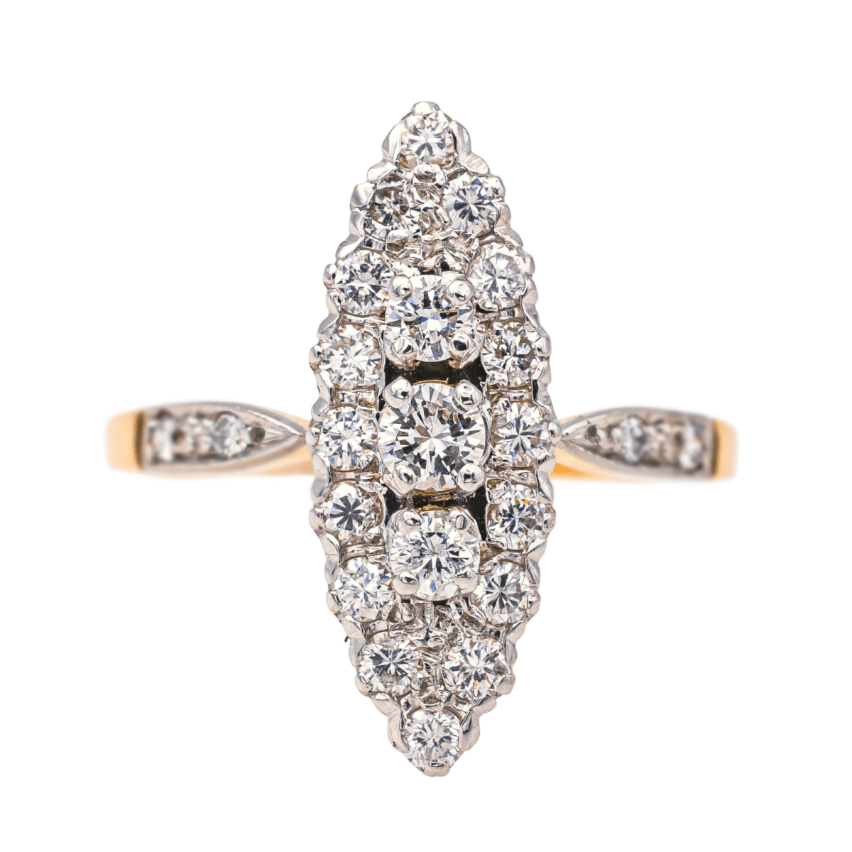 Bague Marquise en or rose, or blanc et diamants - Castafiore