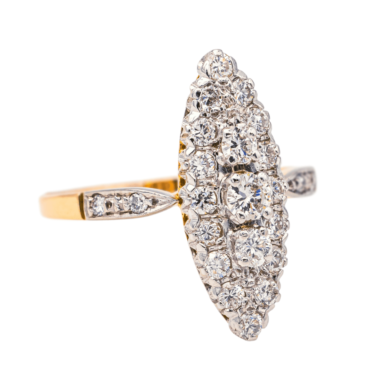 Bague Marquise en or rose, or blanc et diamants - Castafiore