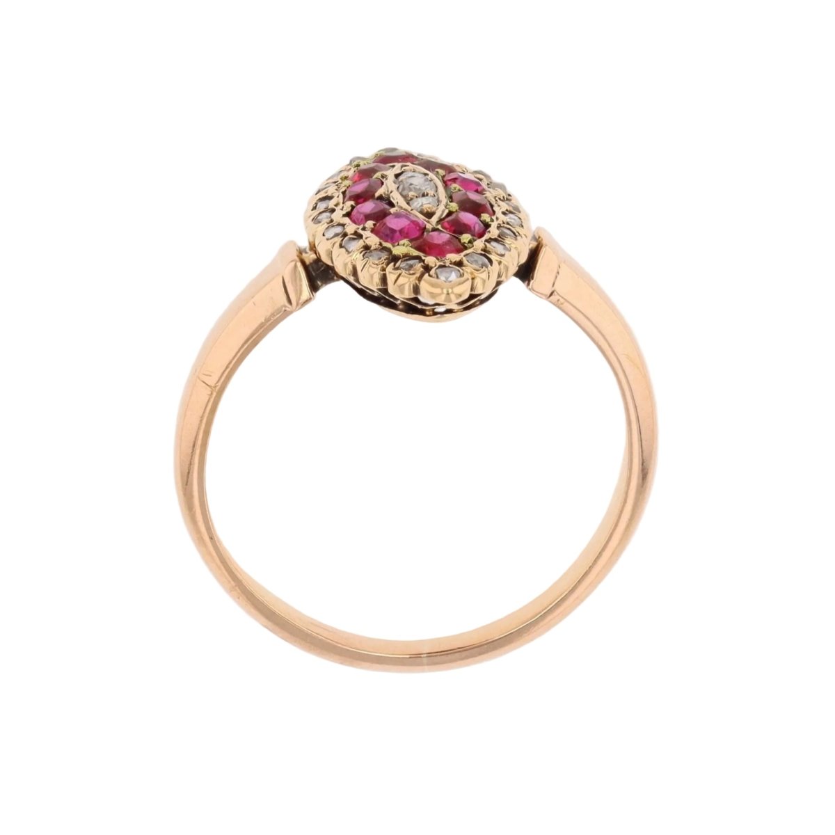 Bague Marquise en or rose, rubis et diamants - Castafiore