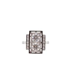 Bague Marquise en platine et diamants - Castafiore