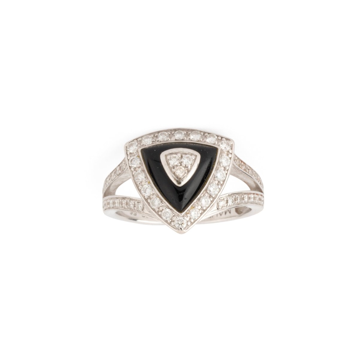 Bague Marquise MAUBOUSSIN en or blanc, onyx et diamants - Castafiore