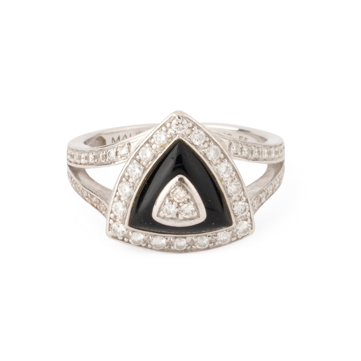 Bague Marquise MAUBOUSSIN en or blanc, onyx et diamants - Castafiore